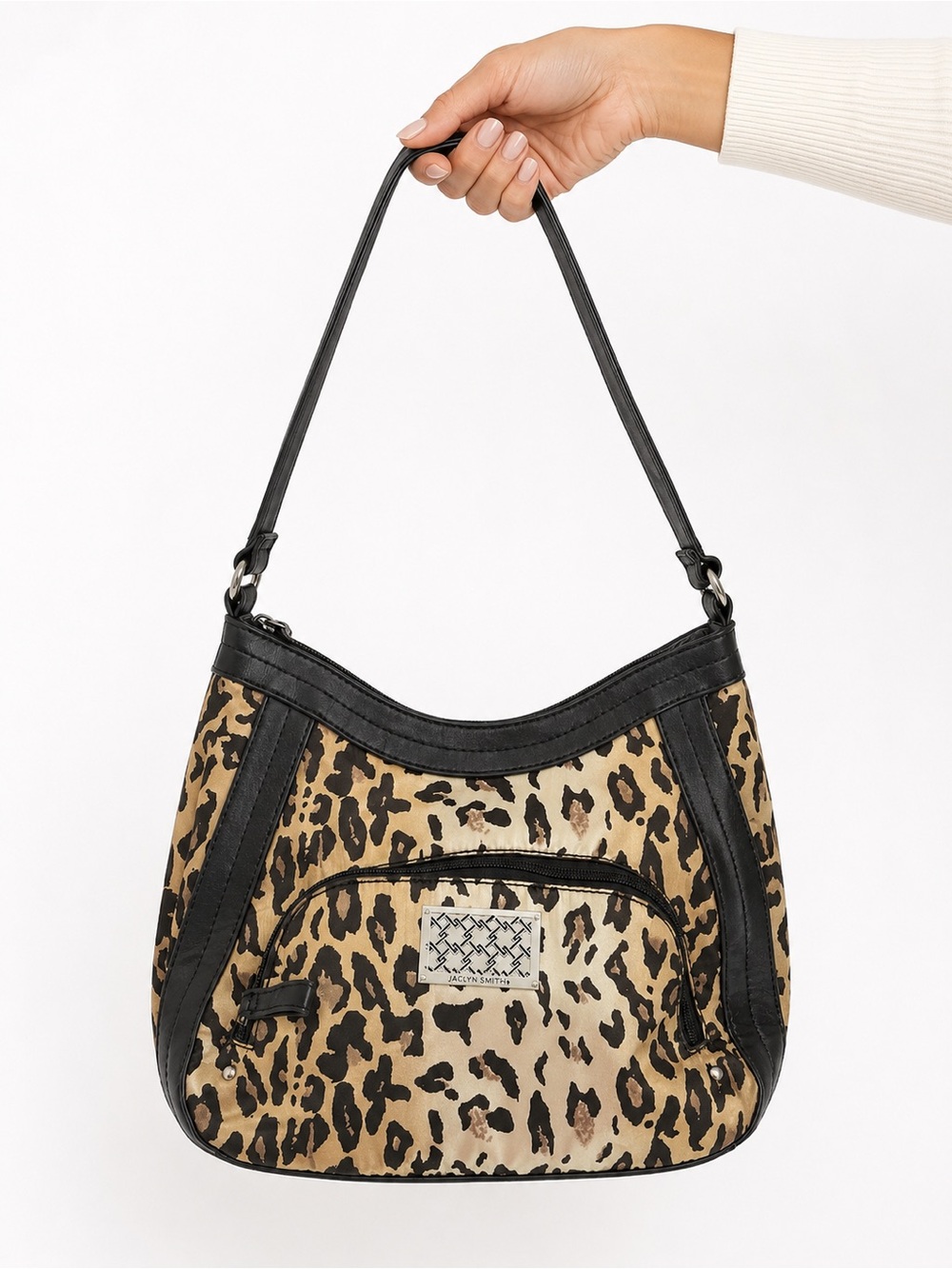 Jaclyn Smith Leopard Print Shoulder Bag – Brown & Black